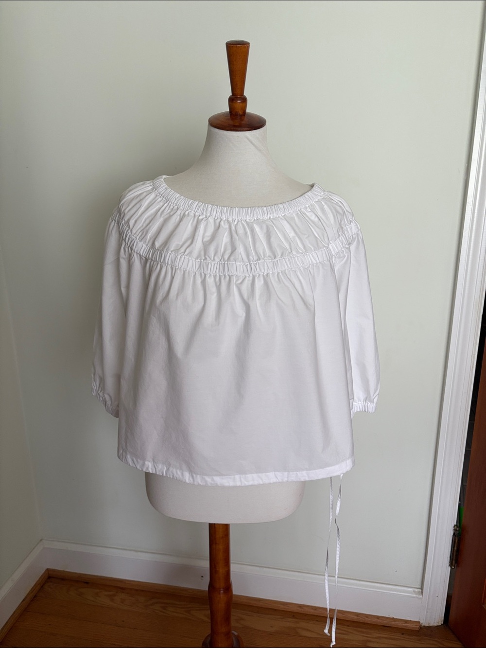 Banana Republic White Smocked Peasant Blouse